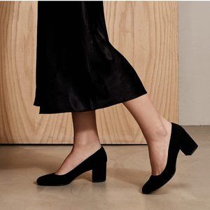 NWOB Margaux Black Haircalf Block Heels Sz 39.5W